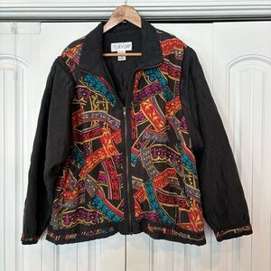 Lavon Silk Zip Up Jacket With Zip Off‎ Sleeves Size Large